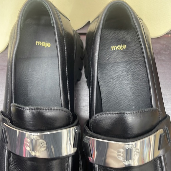 Maje Platform Loafers with silver plate, NWT EU 36, US 5.5/6 Leather Mary Jane - Picture 3 of 5